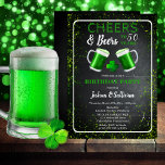 Invitation Soirées et bières St. Patricks 50e anniversaire Fê<br><div class="desc">Célébrez un anniversaire spécial avec style avec ce tableau rustique "Cheers and Beers" et mousseux tasses de bière verte look salon "Birthday Party" design avec des points confettis verts. Conception composite par Holiday Hearts Designs (droits réservés).</div>