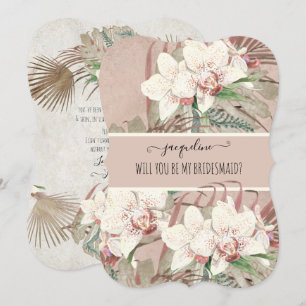 Invitation Sois ma Demoiselle d'Honneur Blush Rose Tropical O