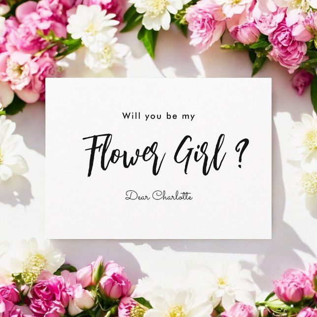 Invitation Sois ma demoiselle d'honneur écriture noir et blan (Créateur téléchargé)