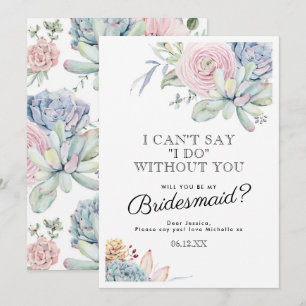 Invitation Sois ma demoiselle d'honneur Succulentes Florale