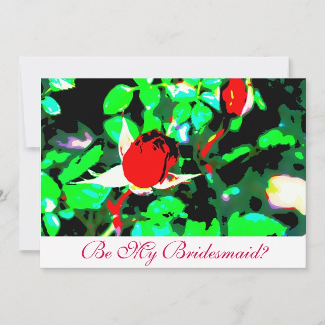 Invitation Sois ma femme d'honneur rouge rose (Devant)