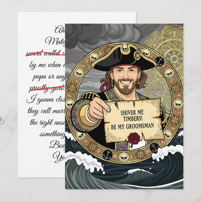 Invitation Sois mon garçon d'honneur Brave Pirate (Devant / Derrière)