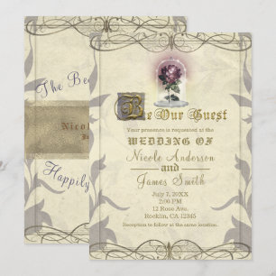 Invitation Sois notre invité Rose Enchantée Or Vieilli Mariag