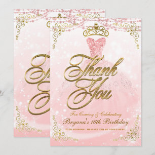 Invitation Sois notre invitée Princesse Rose Or Sweet 16 Reme