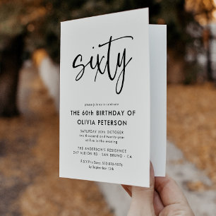 Invitation Soixante   60e Anniversaire Noir & Blanc Plié
