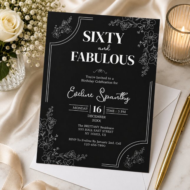 Invitation Soixante ans chic et fabuleux Fête d'anniversaire  (Créateur téléchargé)