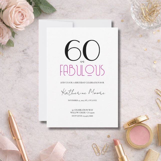 Invitation Soixante ans et Fabuleux 60e fête d'anniversaire  (Créateur téléchargé)