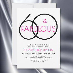 Invitation Soixante ans et Fabuleux Anniversaire Moderne de 6