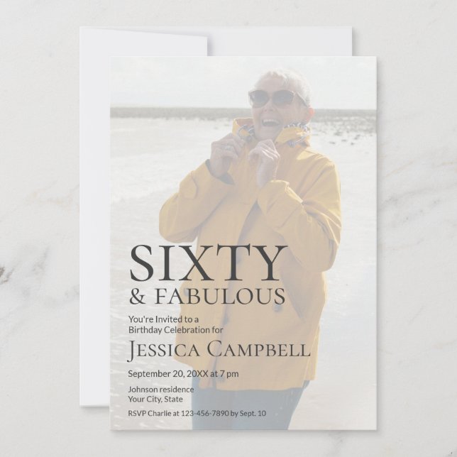 Invitation Soixante ans et Fabuleux Photo 60e Anniversaire (Devant)
