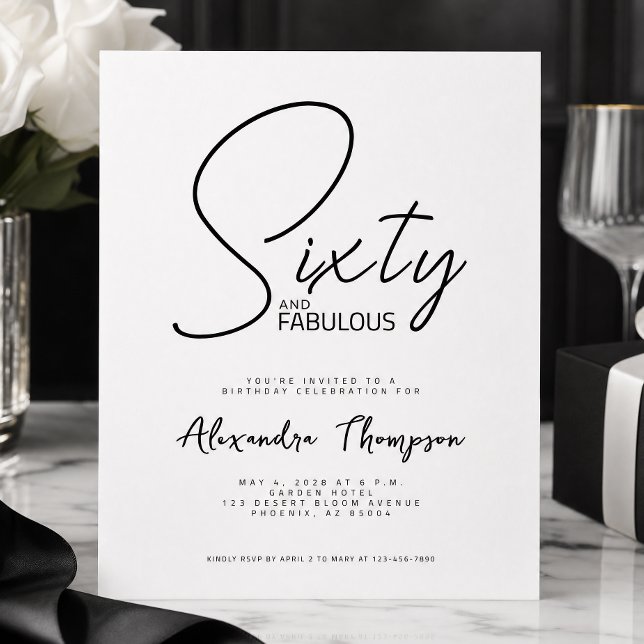 Invitation Soixante ans et Fabuleux Script Fête d'anniversair (Créateur téléchargé)