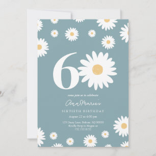 Invitation Soixante Ans Fleur Rétro Motif Anniversaire