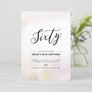 Invitation Soixante   Aquarelle minimale de 60e anniversaire