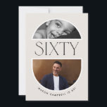Invitation soixante arch photo 60e fête d'anniversaire simple<br><div class="desc">soixante arch multi photo 60e simple invitation de fête d'anniversaire moderne simple. Design moderne et élégant de typographie beige.</div>