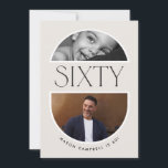 Invitation soixante arch photo 60e fête d'anniversaire simple<br><div class="desc">soixante arch multi photo 60e simple invitation de fête d'anniversaire moderne simple. Design moderne et élégant de typographie beige.</div>
