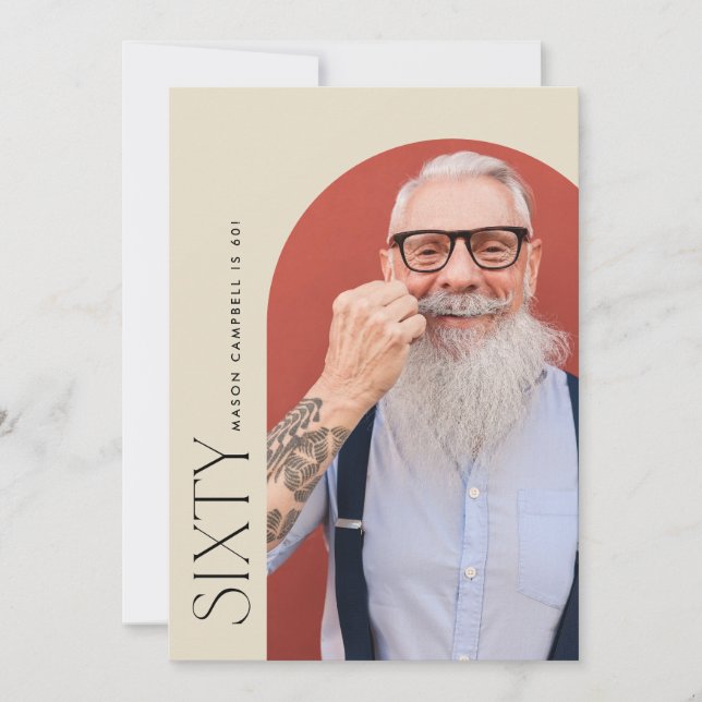 Invitation soixante arch photo 60e fête d'anniversaire simple (Devant)