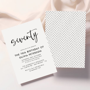 Invitation Soixante-Dix   70e Soirée d'Anniversaire Noir & Bl