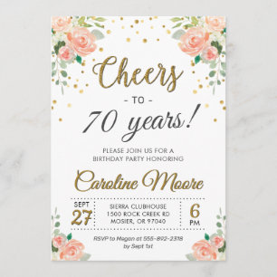 Invitation Soixante-dix ans Dames 70e anniversaire