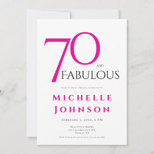 Invitation Soixante-dix ans et Fabuleux Minimal Rose 70e Anni