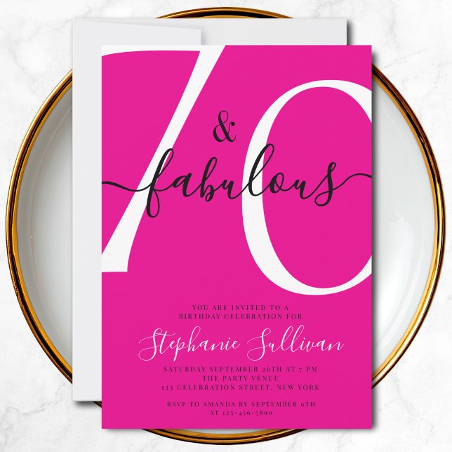 Invitation Soixante-dix ans et Fabuleux Script 70e Anniversai (Créateur téléchargé)
