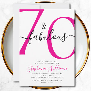 Invitation Soixante-dix ans et Fabuleux Script Fête d'anniver