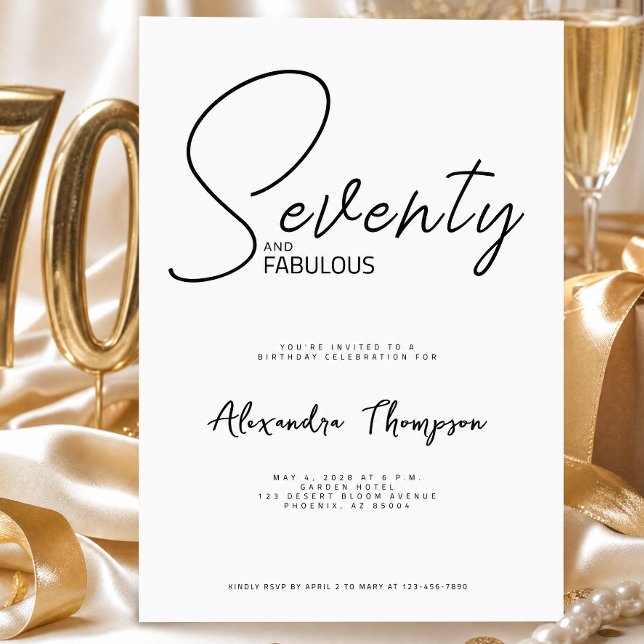Invitation Soixante-dix ans et Fabuleux Script Fête d'anniver (Créateur téléchargé)