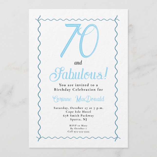 Invitation Soixante-dix ans et Incroyable 70e Anniversaire (Devant)