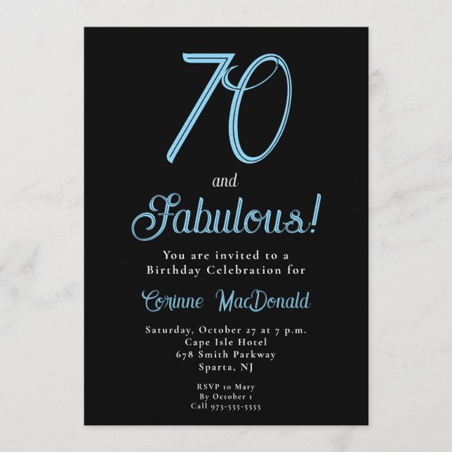 Invitation Soixante-dix ans et Incroyable 70e Anniversaire (Devant)