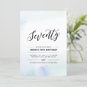 Invitation Soixante-Dix   Aquarelle minimale de fête d'annive