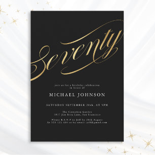 Invitation Soixante-dix Black Gold Modern 70e anniversaire