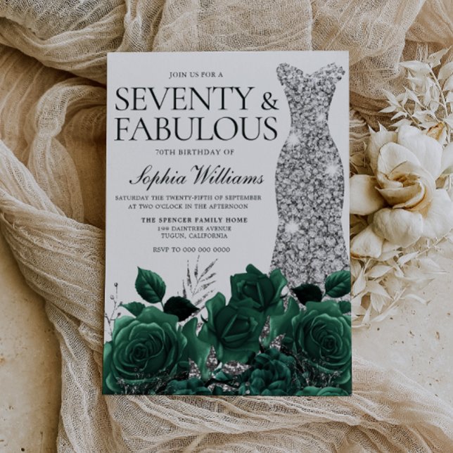 Invitation Soixante-dix et fabuleux Emerald Green 70e anniver (Créateur téléchargé)