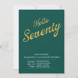 Invitation Soixante-dix Green Gold Modern 70e anniversaire