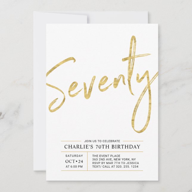 Invitation Soixante-dix | Moderne Fête d'anniversaire 70 ans  (Devant)