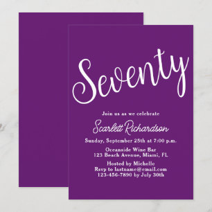 Invitation Soixante-dix Script Automne violet 70e fête d'anni