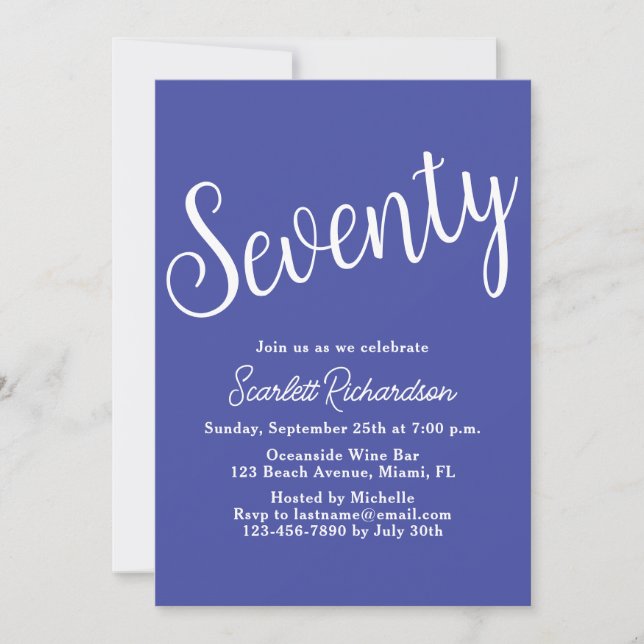 Invitation Soixante-dix Script Lavender Purple 70e fête d'ann (Devant)