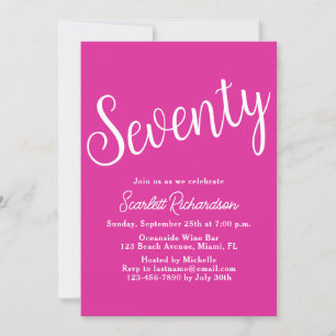 Invitation Soixante-dix Script rose 70e fête d'anniversaire