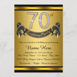 Invitation Soixante-dixième anniversaire de Black and Gold
