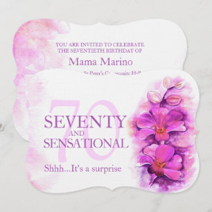 Invitation soixante-dixième Pourpre 70 d'aquarelle d'orchidée