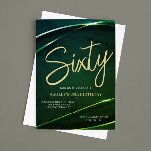 Invitation Soixante émeraude vert et or 60e anniversaire