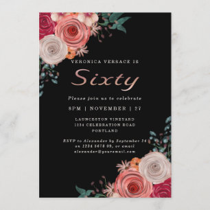 Invitation Soixante et fabuleux anniversaire de rose corallie