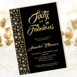 Invitation Soixante et fabuleux Elegant Black Gold 60e annive
