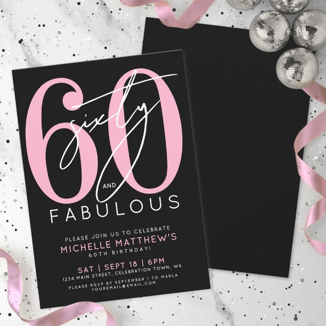 Invitation Soixante Et Fabuleux Fête D'anniversaire De 60 Ans (Sixty And Fabulous 60th Birthday Party Invitation )