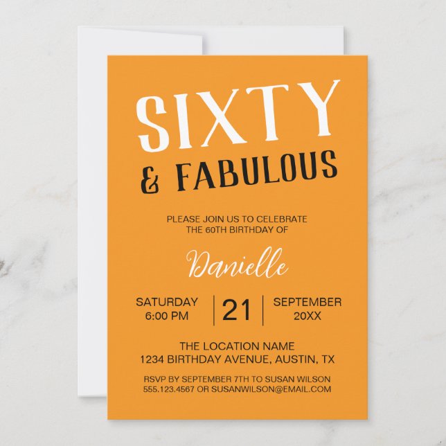 Invitation Soixante et fabuleux Orange 60e anniversaire (Devant)
