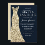 Invitation Soixante et fabuleux ! ! Robe d'or Gown 60e annive<br><div class="desc">Robe d'or Golden Gown 60 & fabuleux 60e anniversaire Invitation Variations à l'invitation et articles correspondants dans notre magasin</div>
