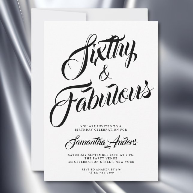 Invitation Soixante et Fabuleux Script Fête d'anniversaire 60 (Créateur téléchargé)