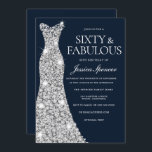 Invitation Soixante et fabuleux Silver Diamond Gown 60e anniv<br><div class="desc">Soixante et fabuleux Silver Diamond Gown 60e Anniversaire Invitation Variations à l'invitation et articles correspondants dans notre magasin</div>