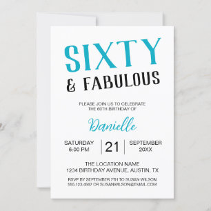 Invitation Soixante et fabuleux Turquoise 60e anniversaire
