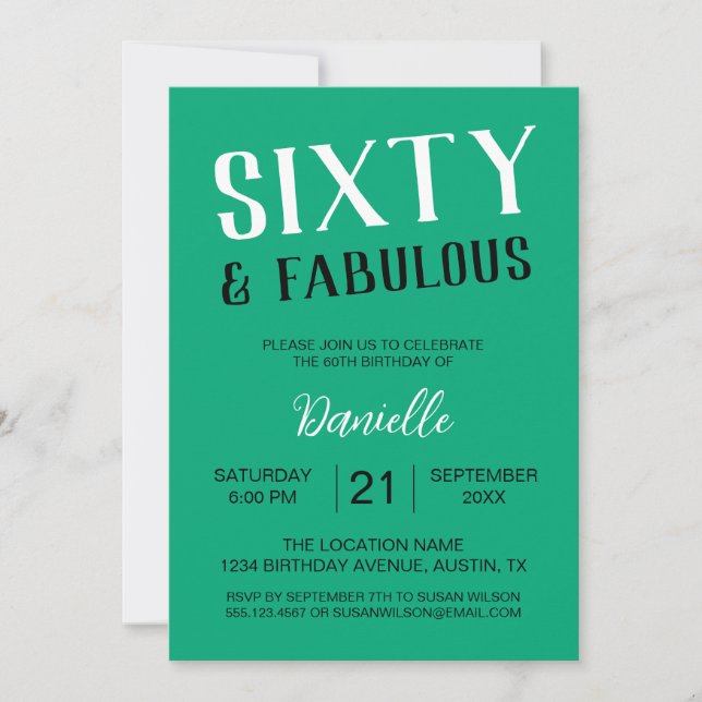 Invitation Soixante et fabuleux vert 60e anniversaire (Devant)