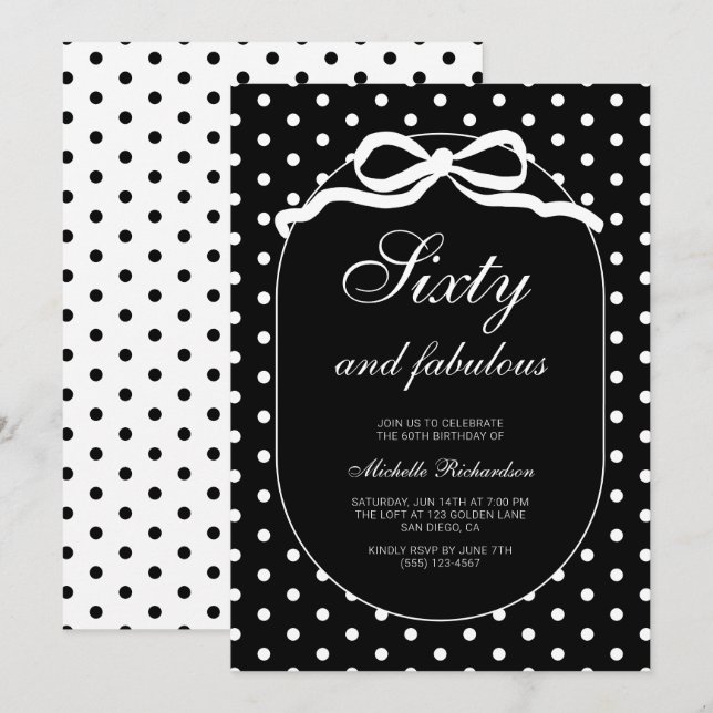 Invitation Soixante et Merveilleuse Anniversaire 60 ans Thème (Devant / Derrière)