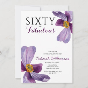 Invitation Soixante et Merveilleux Floral 60e Anniversaire I