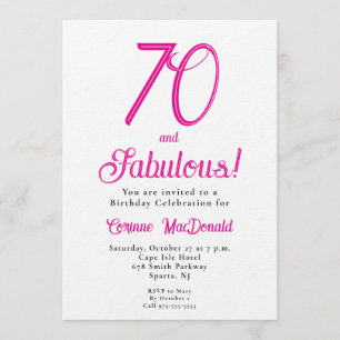 Invitation Soixante et Merveilleux Texte Rose Fête d'annivers